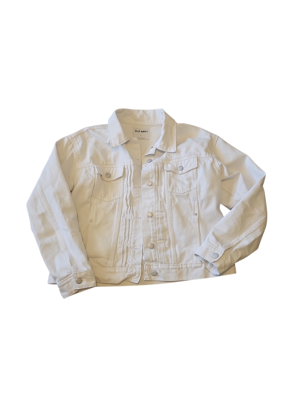 Old Navy White Womens Denim Jacket - Classic Button Front Size Large